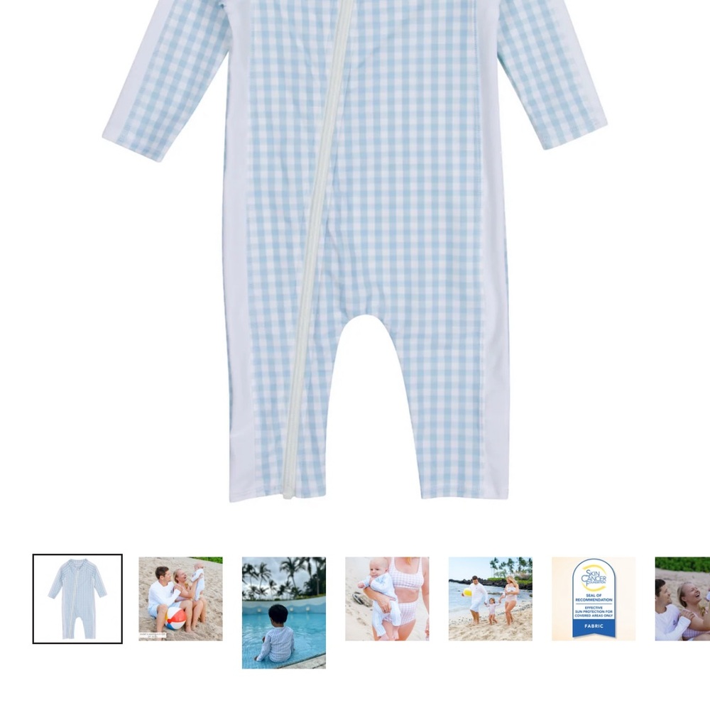 Charming Blue Checkered Kids Rashguard - Picture 3 of 10